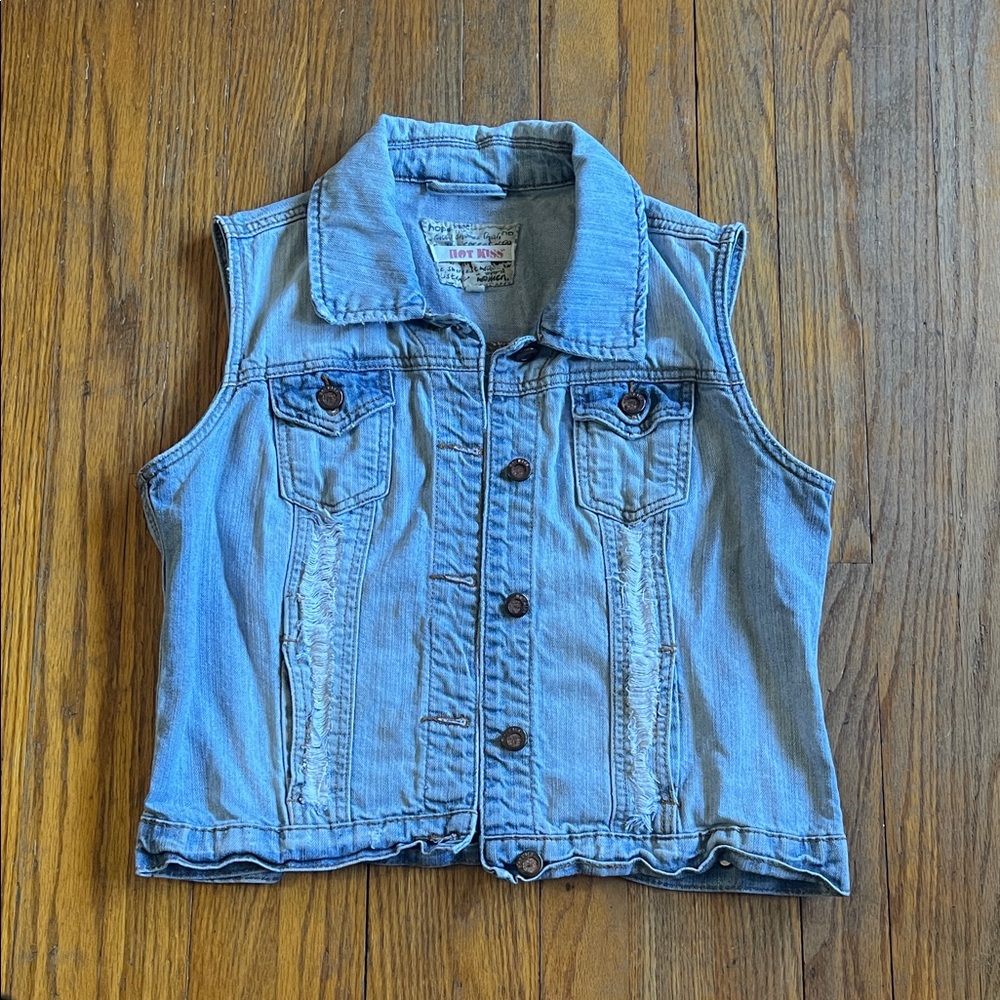 Hot Kiss Distressed Denim Vest